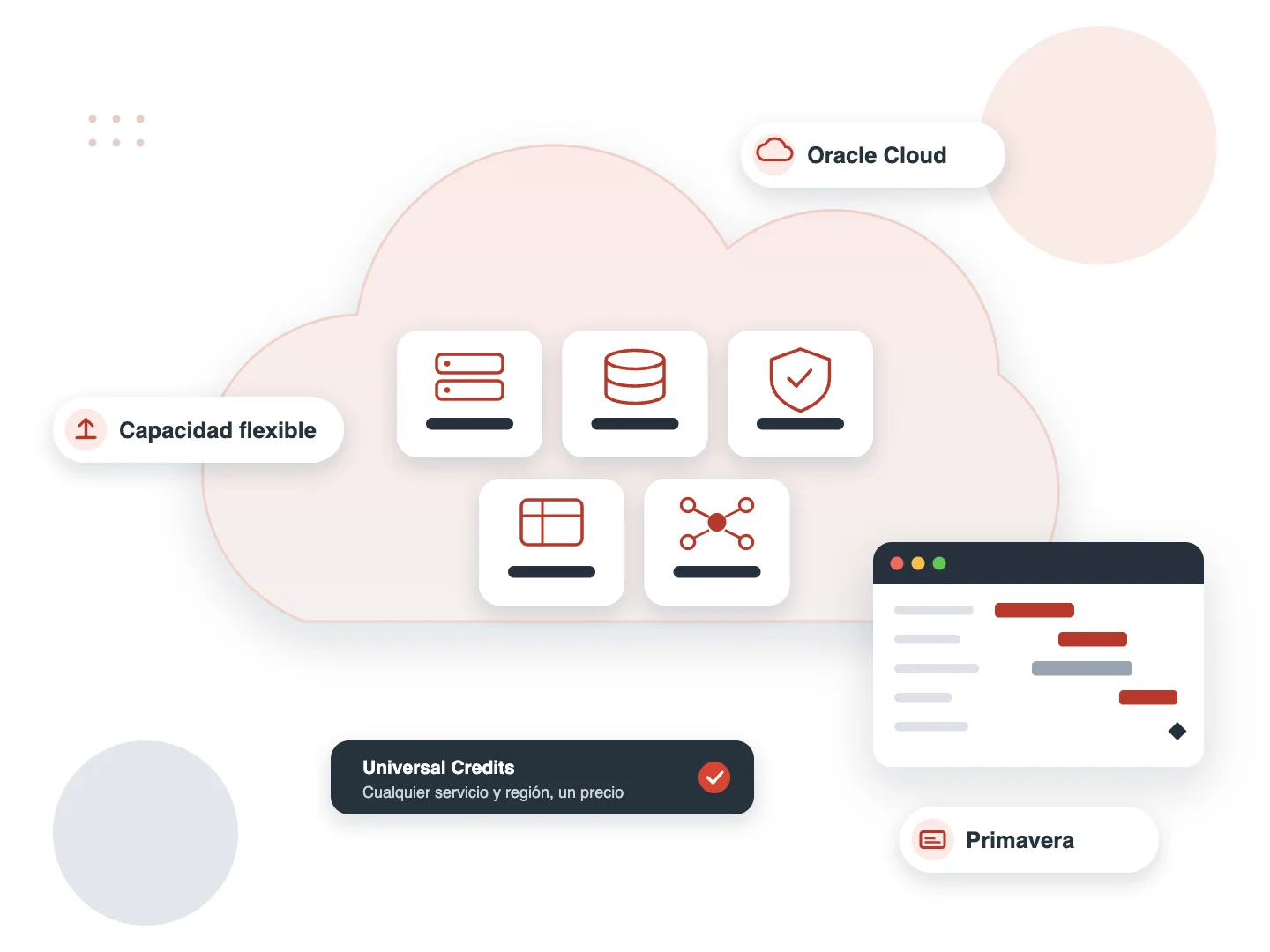 Servicios de Oracle Cloud Infrastructure y Primavera en OCI